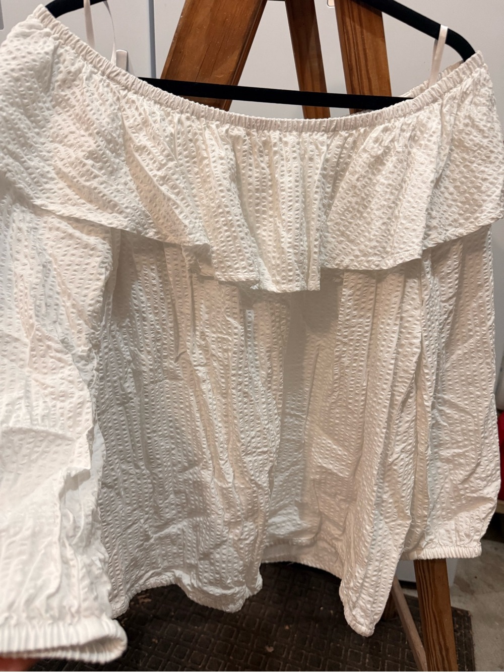 MICHAEL Michael Kors Cream Off-Shoulder Ruffle Eyelet Blouse